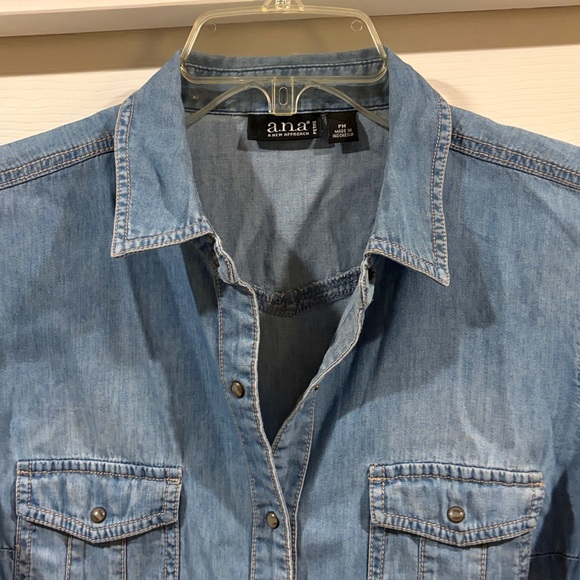 A.N.A Denim Button-Up Shirt with Embroidery size PM - Picture 3 of 4